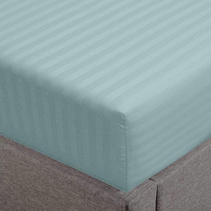 Feather & Stitch 1 Piece Fitted Sheet Full Size, 100% Cotton Damask Sateen Weave by FEATHERSTITCHNEWYORK