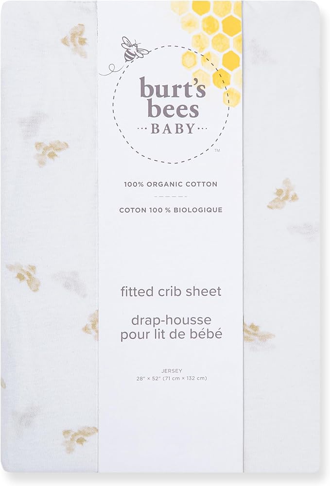 Burt's Bees Baby Essential Organic Cotton Fitted Crib Sheet, Breathable - Image 2