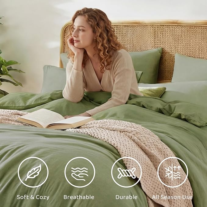 WRENSONGE Twin/Twin XL Comforter Set- 5 Pieces Sage Green Bed in a Bag - Image 3
