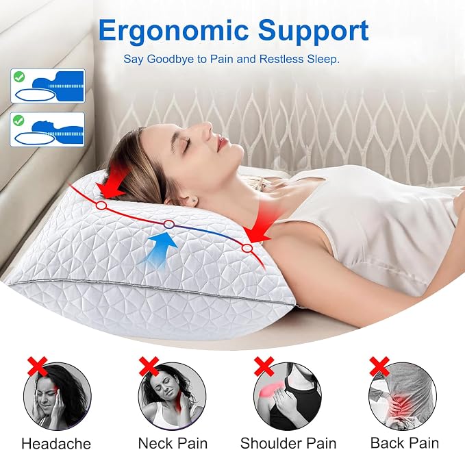 Cooling Pillows King Size Set of 4, Shredded Memory Foam Pillows, Adjustable - Image 5