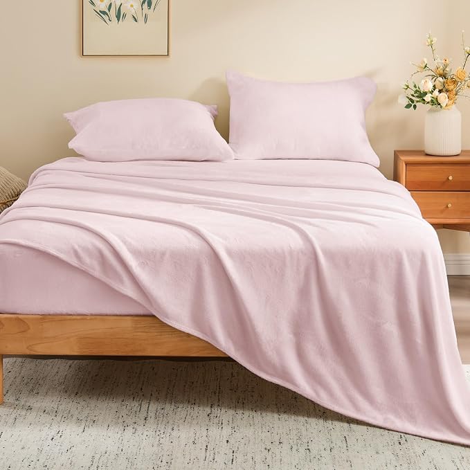 BEDELITE Flannel Sheets Queen Size Pink - Image 2