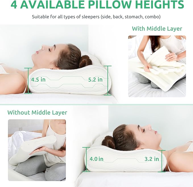 UTTU Cervical Pillow for Neck Pain Relief, Memory Foam Neck Pillow for Sleeping - Image 4