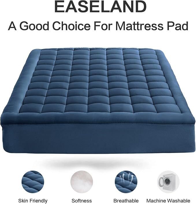 EASELAND Twin XL Mattress Pad Pillow Top Mattress Cover Quilted Fitted Mattress - Image 2