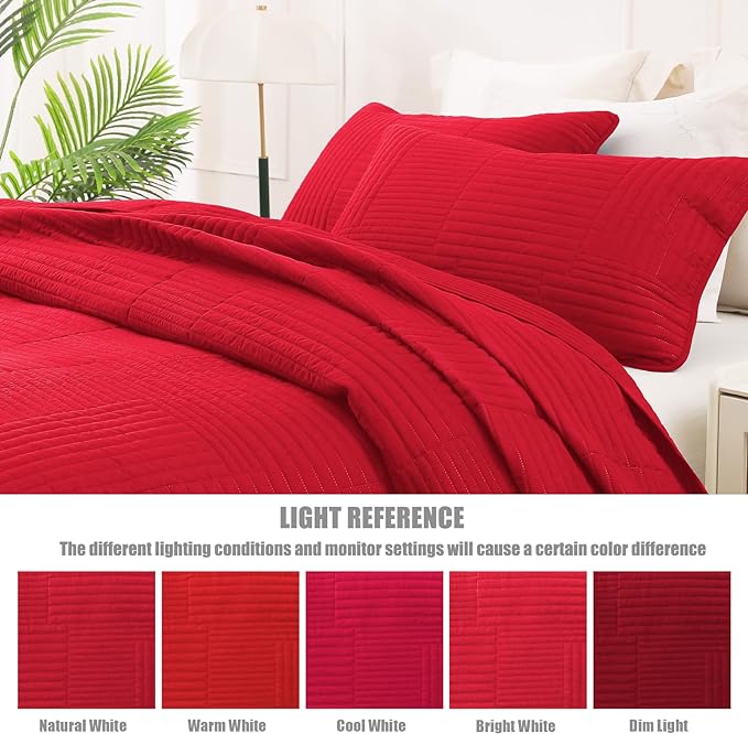 Whale Flotilla Ultra Soft Twin Quilt Bedding Set, Lightweight Microfiber Red - Image 5