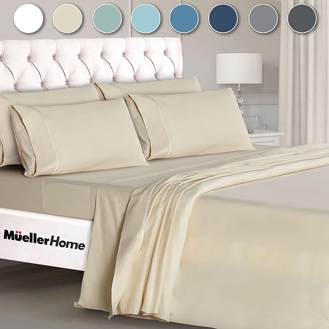 Mueller Ultratemp King Size Sheets Set, Super Soft 1800, 6 Piece, Deep Pocket by Mueller