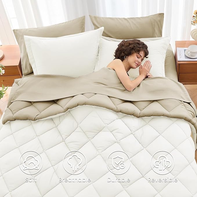 MUXHOMO 7 Pieces King Comforter Set, Reversible Bed in a Bag King Size - Image 6