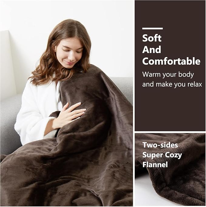 Tefici Electric Heated Blanket Throw, Super Cozy Soft 2-Layer Flannel 50" x 60" - Image 6