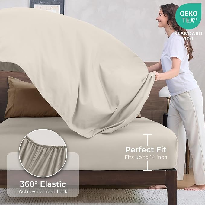 HEVUMYI Khaki & Linen California King Comforter Set - Image 5
