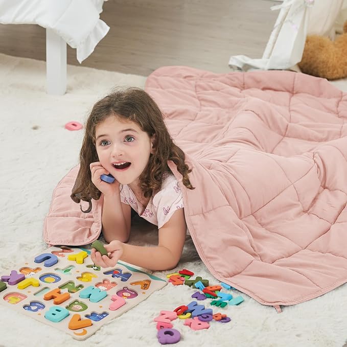 Pink Weighted Blanket Kids 3lbs, Cooling Heavy Throw Blanket - Image 2