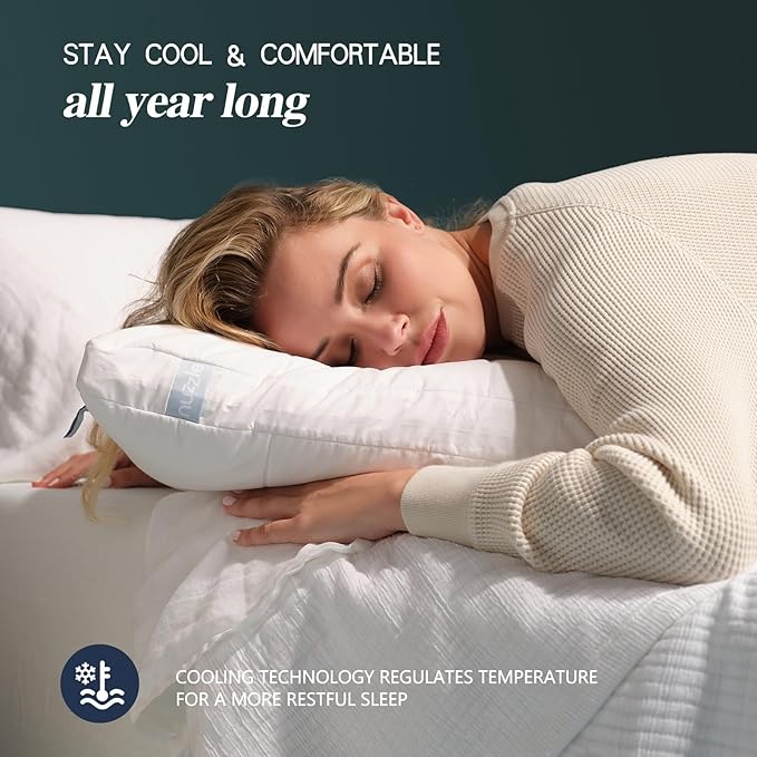 Nuzzle Pillows Queen Size Set of 4 Cooling Adjustable Pillows - Image 7