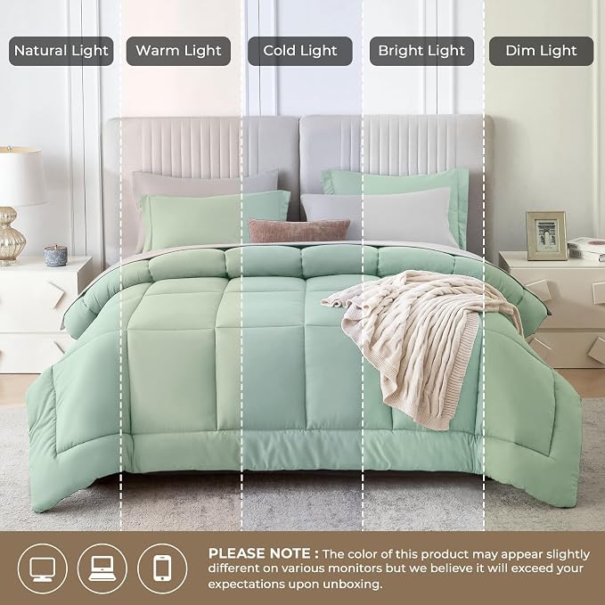 Sasttie Twin Comforter Set, 5 Pieces Reversible Bed in a Bag Twin, Complete - Image 8