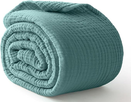 100% Cotton Muslin Blanket Twin XL 66" x 90", Breathable and Cooling Bed by Kozyhvn