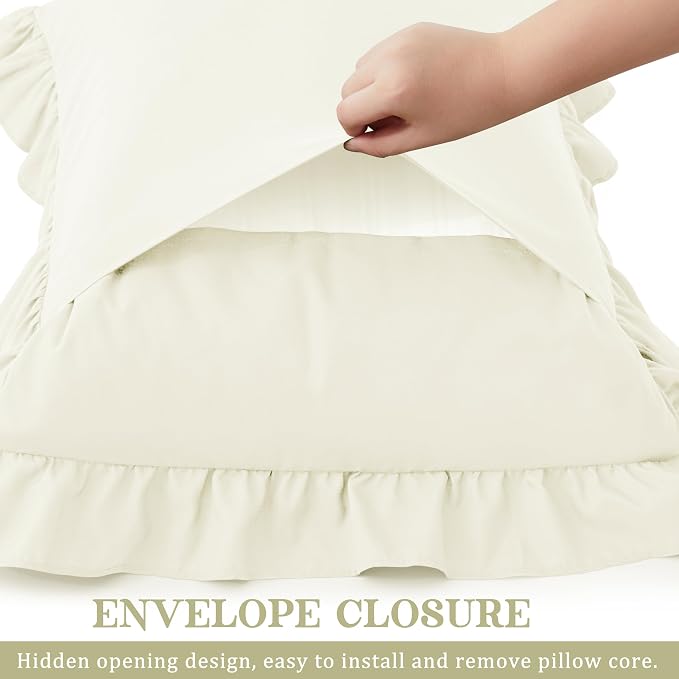 KKJIAF Ruffle Pillow Cases Standard Size Set of 2, Ruffled Pillow Covers - Image 5