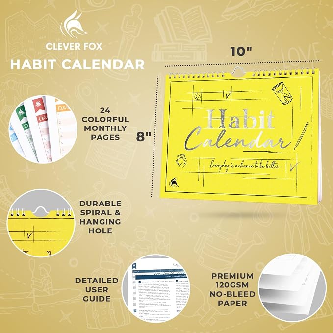 Clever Fox Habit Tracker Calendar – Inspirational Goal Tracker and Habit - Image 2