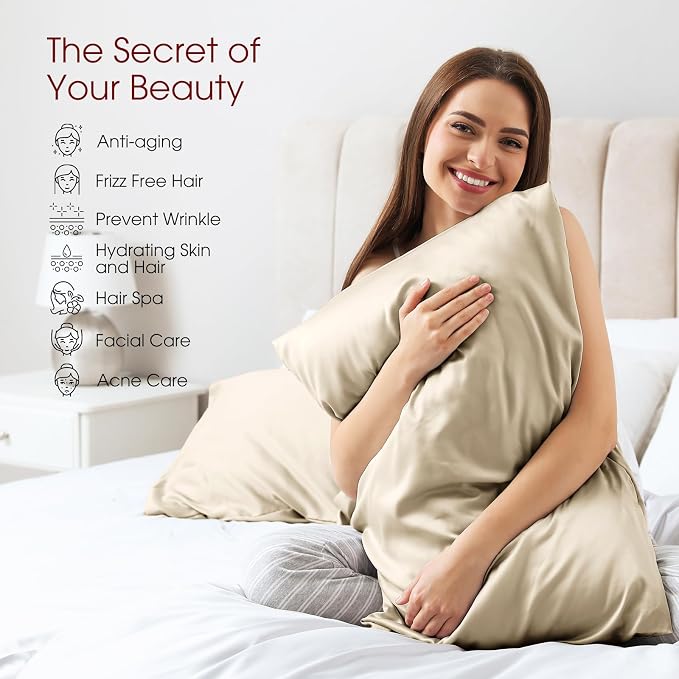 100% Silk Pillow Cases 2 Pack King Size Mulberry Silk Pillowcase - Image 3