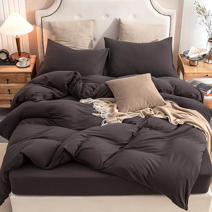 PURE ERA Jersey Knit Duvet Cover Set 100% T-Shirt Cotton Super Soft Comfy 3pc by PUREERA