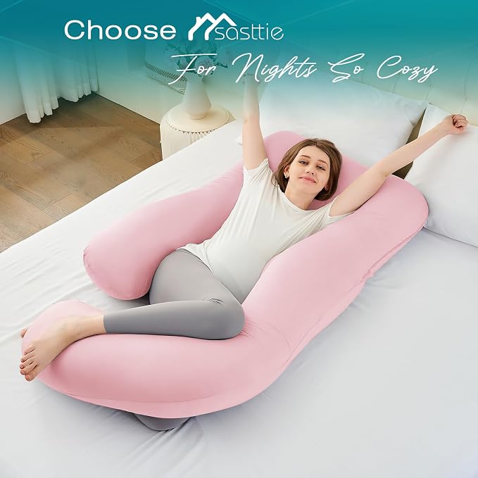 Sasttie Pregnancy Pillows for Sleeping, U Shaped Cooling Full Body Pillow - Image 6