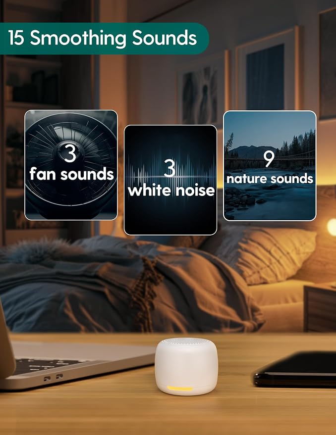 Babelio White Noise Sound Machine, Night Light, Mini and Portable, 15 - Image 3