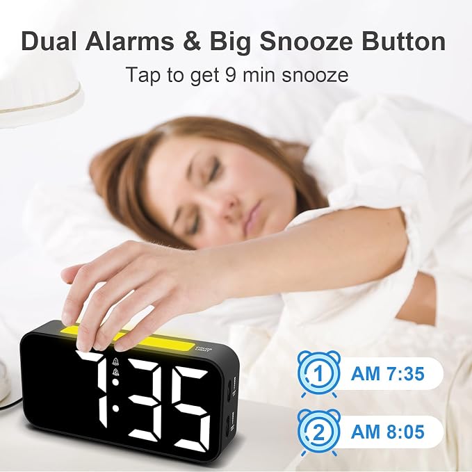 Topski Loud Alarm Clocks for Bedrooms Heavy Sleepers, Digital Clock - Image 4