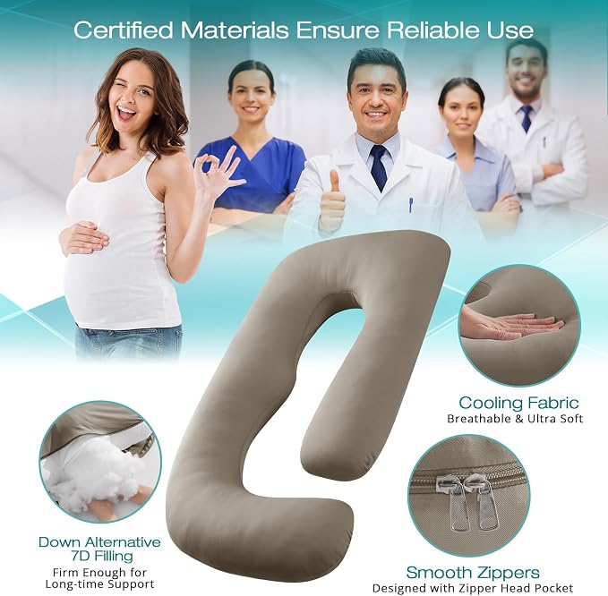 Sasttie Pregnancy Pillows for Sleeping, U Shaped Cooling Full Body Pillow - Image 3
