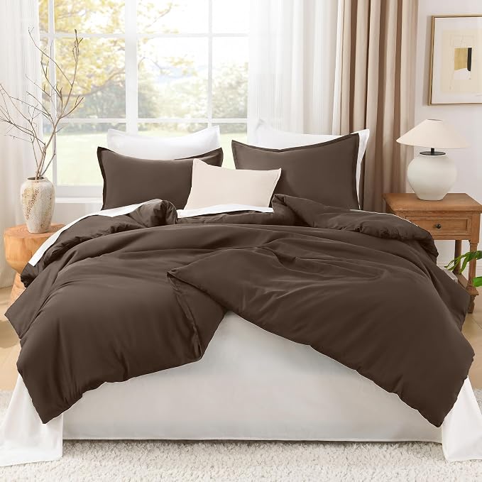 Litanika Chocolate Comforter Set Twin/Twin XL Size, 2 Pieces Solid Bedding - Image 3