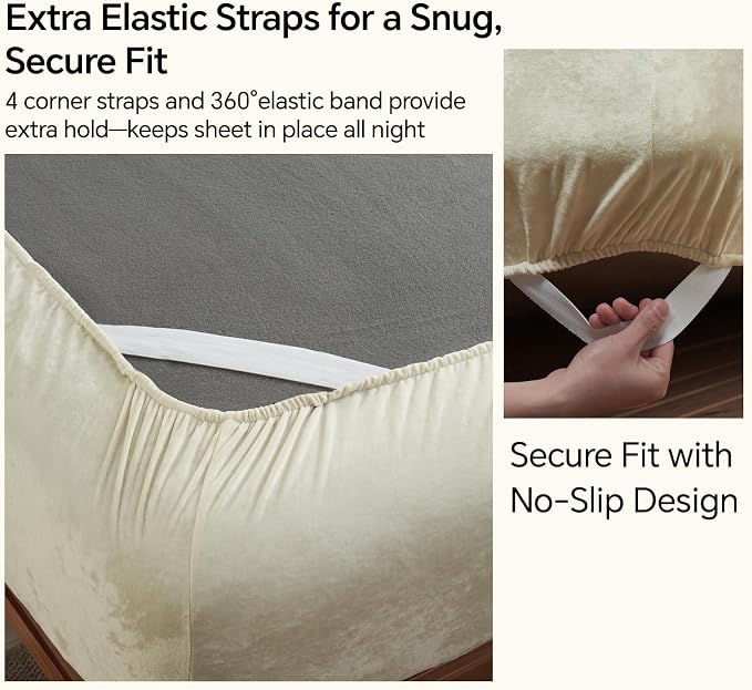 BEDELITE Velvet Fitted Sheet and Pillowcases Set, Luxury Soft Fuzzy Bottom Sheet - Image 4