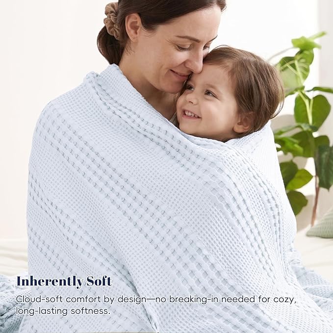 PHF Cooling Waffle Blanket King Size, Lightweight 60% Rayon from Bamboo & 40% - Image 6