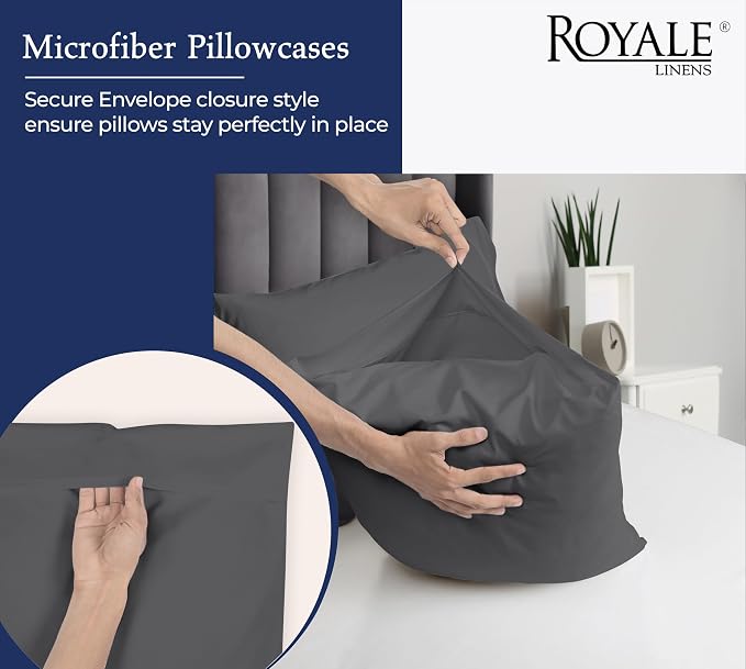 Royale Linens Grey Pillowcase Set of 12 - Image 4