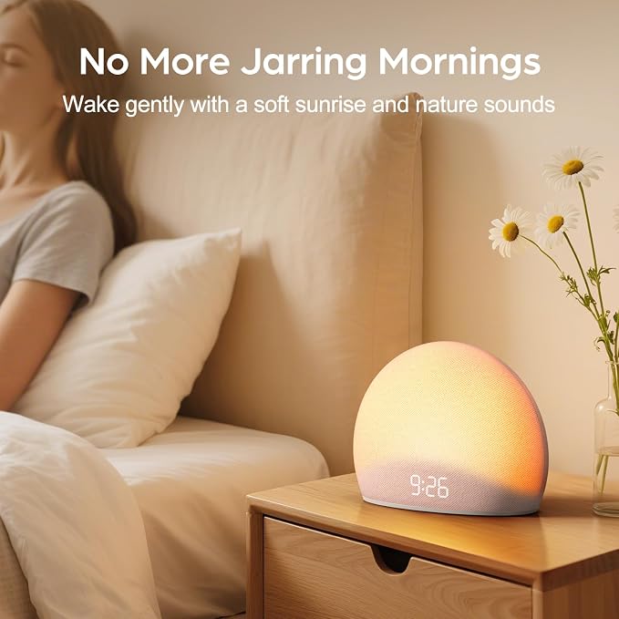 HOUSBAY Sunrise Alarm Clock, 20 Soothing Sleep Aids, Dimmable Display, - Image 4