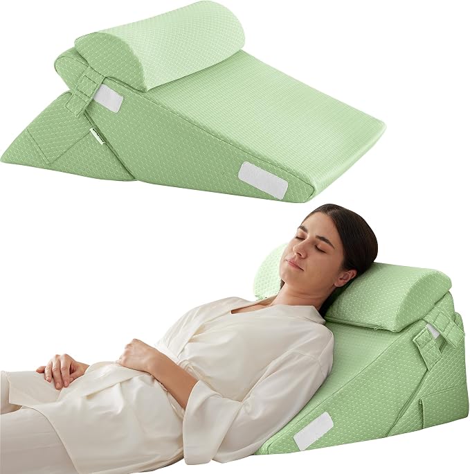 Bedluxe 3Pcs Orthopedic Bed Wedge Pillow Set, Foam Wedge Pillow Post Surgery by Bedluxe