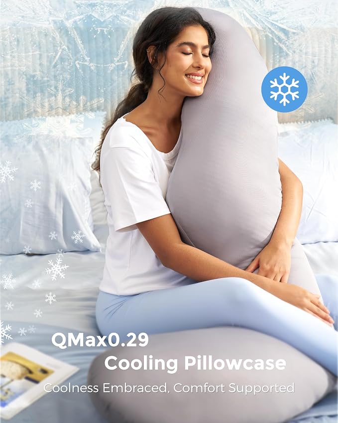 Momcozy Cooling Pregnancy Pillow, Original F Shaped Maternity Pillow - Image 3