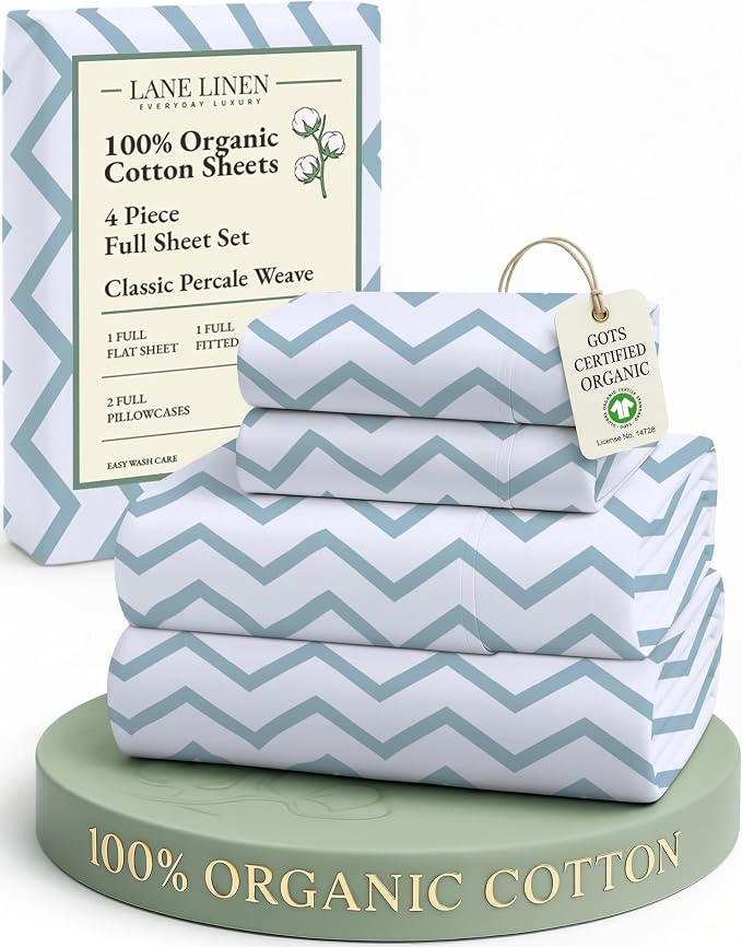 LANE LINEN 100% Organic Cotton Full Size Sheet & Pillowcase Sets, Fully by LaneLinen