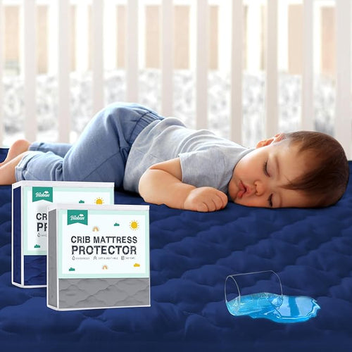 2 Pack Crib Mattress Protector Sheets Fitted Waterproof Crib Mattress Pad Cover by Bilobanbabybedding