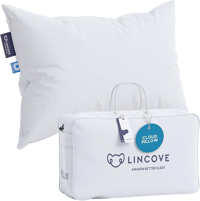 Lincove Cloud Natural Canadian Down Pillow, 500 Thread Count Cotton Shell by Lincove