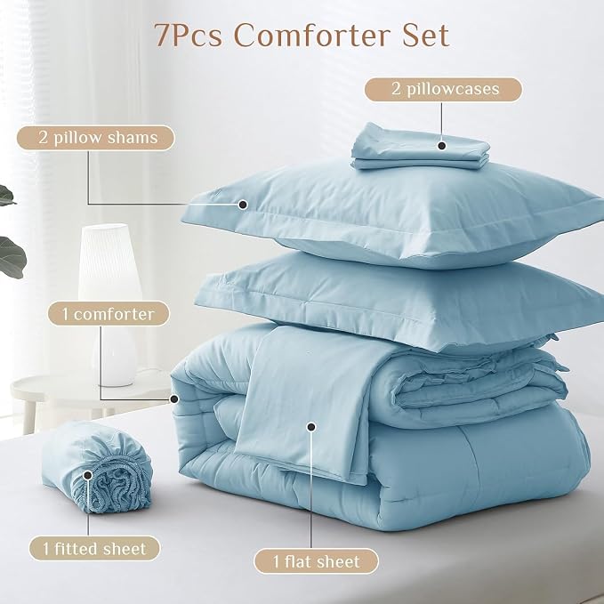 JOLLYVOGUE Full Comforter Set, Ultra-Soft Bed in a Bag Full Size 7 Pieces - Image 5