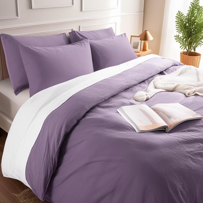 NEXHOME PRO Twin Duvet Cover Set, 100% Washed Cotton - Image 8
