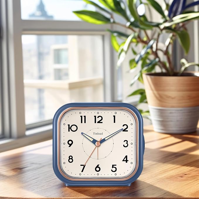Tinload 4.3" Vintage Retro Analog Alarm Clock, Super Silent Non Ticking Clock - Image 8