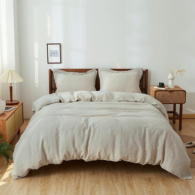 Simple&Opulence 100% Linen Duvet Cover Set 3pcs Basic Style Natural French - Image 7