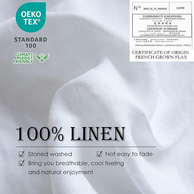 Simple&Opulence 100% Washed Linen Duvet Cover Set 5pcs Basic Style Natural - Image 2