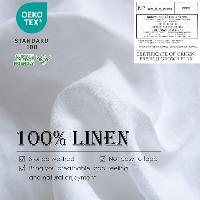 Simple&Opulence 100% Linen Duvet Cover Set 3pcs Basic Style Natural French - Image 2