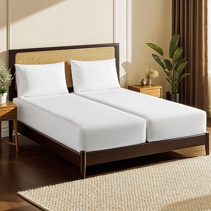 LBRO2M Split King Sheet Sets for Adjustable Bed 1000 Thread Count 100% Egyptian by LBRO2MBedding