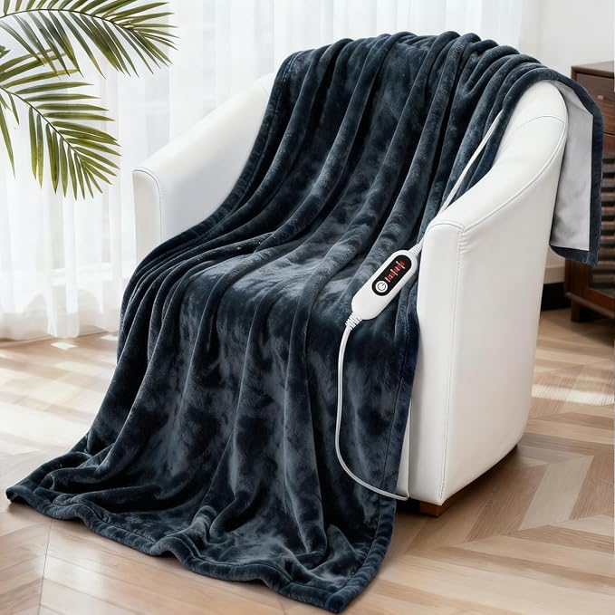 Electric Heated Blanket, Soft Flannel Fabric Heating Blanket Features 5-Level - Image 5