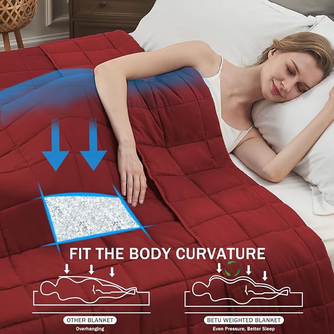 Red Weighted Blanket for Adults 12lbs, Twin Full Size Cooling Heavy Throw - Image 2