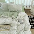 Nayoroom Green Striped Duvet Cover Queen Size 100% Washed Cotton Duvet Cover by Nayoroom