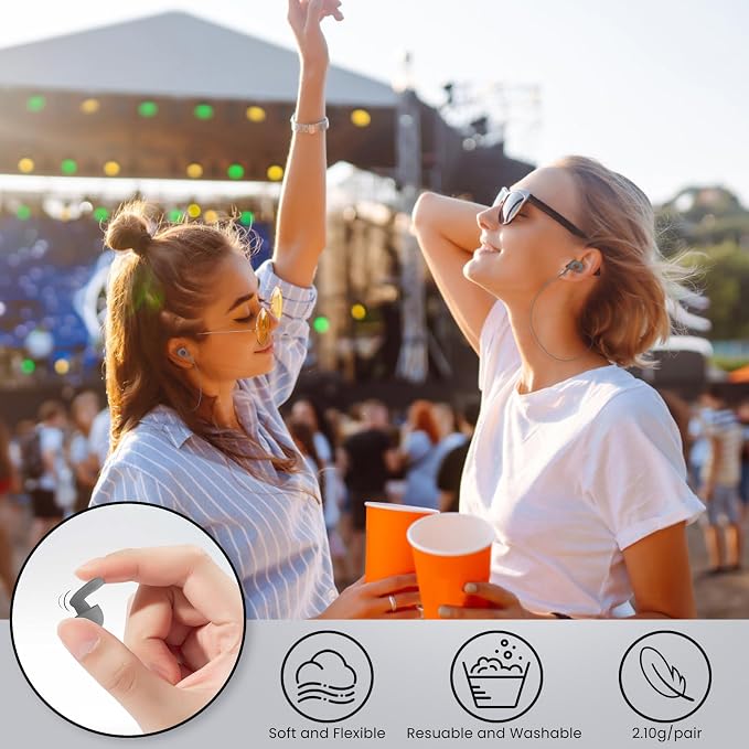 2 Pairs of Earplugs for Sleeping, Reusable Hearing Protection Ear Plugs - Image 6