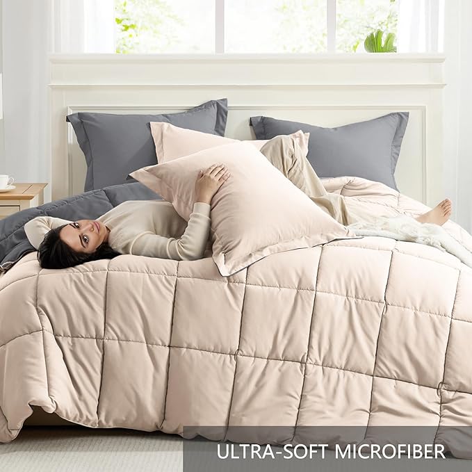 Homelike Moment Twin Comforter Set Beige, Comforter Twin Size Bed Set, - Image 5