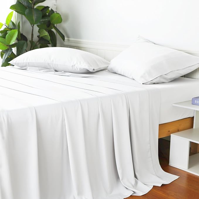 Bamboo Viscose Flat Sheets Only, 400 Thread Count Sateen Weave Twin Size Flat - Image 8