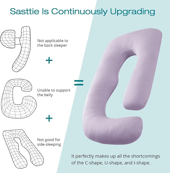 Sasttie Pregnancy Pillows for Sleeping, Jumbo U Shaped Cooling Full Body Pillow - Image 5