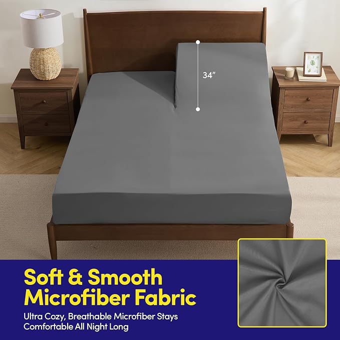 Split Head King Sheets Set for Adjustable Beds 4 Piece Flex Top Bed Sheets – - Image 3
