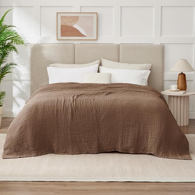 100% Cotton Muslin Blanket California King 120" x 90", 6 Layers Breathable and - Image 7